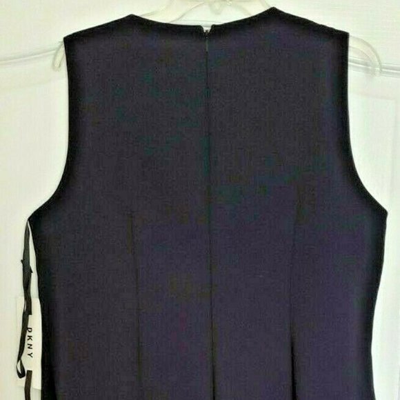DKNY Navy Power Sheath Faux Wrap Front Dress - Picture 10 of 13